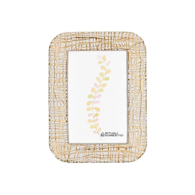 RITUALI DOMESTICI TiGuardo Portafoto 10x15cm Lino Bianco Oro Resina