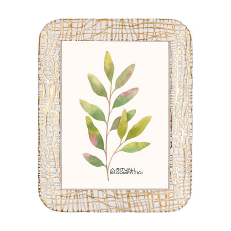 RITUALI DOMESTICI TiGuardo Portafoto 15x20cm Lino Bianco Oro Resina