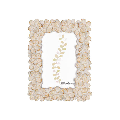 RITUALI DOMESTICI TiGuardo Portafoto 10x15cm Primula Bianco Oro Resina