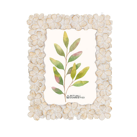 RITUALI DOMESTICI TiGuardo Portafoto 13x18cm Primula Bianco Oro Resina