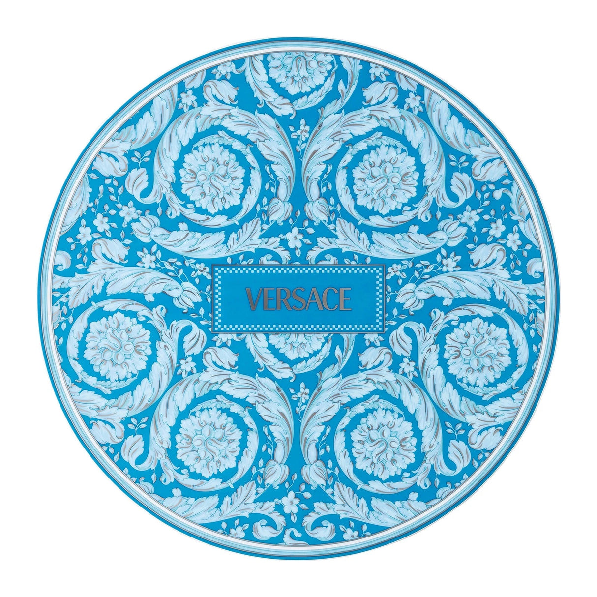 VERSACE Barocco Teal Piatto Segnaposto 33cm Azzurro Porcellana