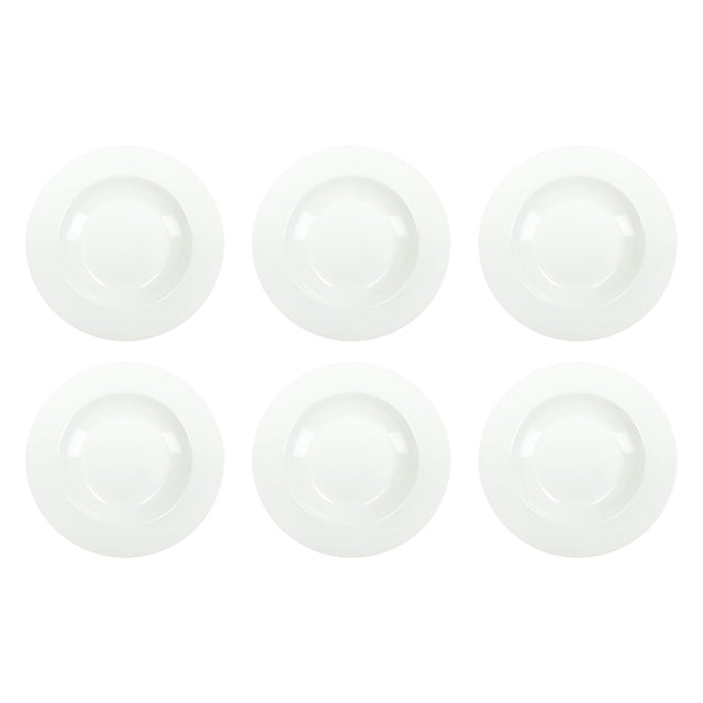 BRANDANI Piatto Fondo Total White 21,5cm Set 6 Pezzi Bianco New Bone