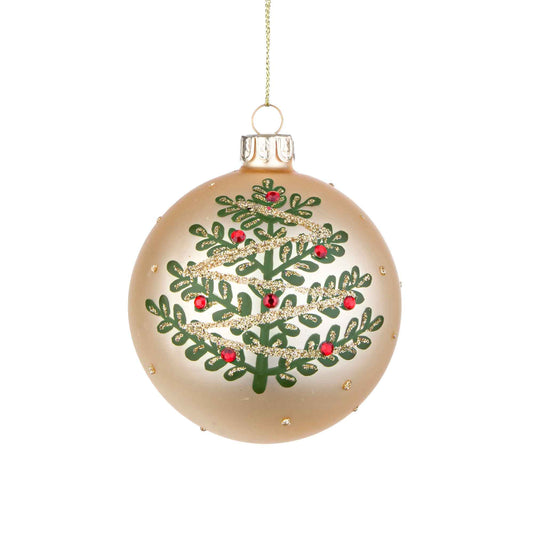 BIZZOTTO Addobbo Sfera Pallina Decorata Albero di Natale Vetro 8cm Oro