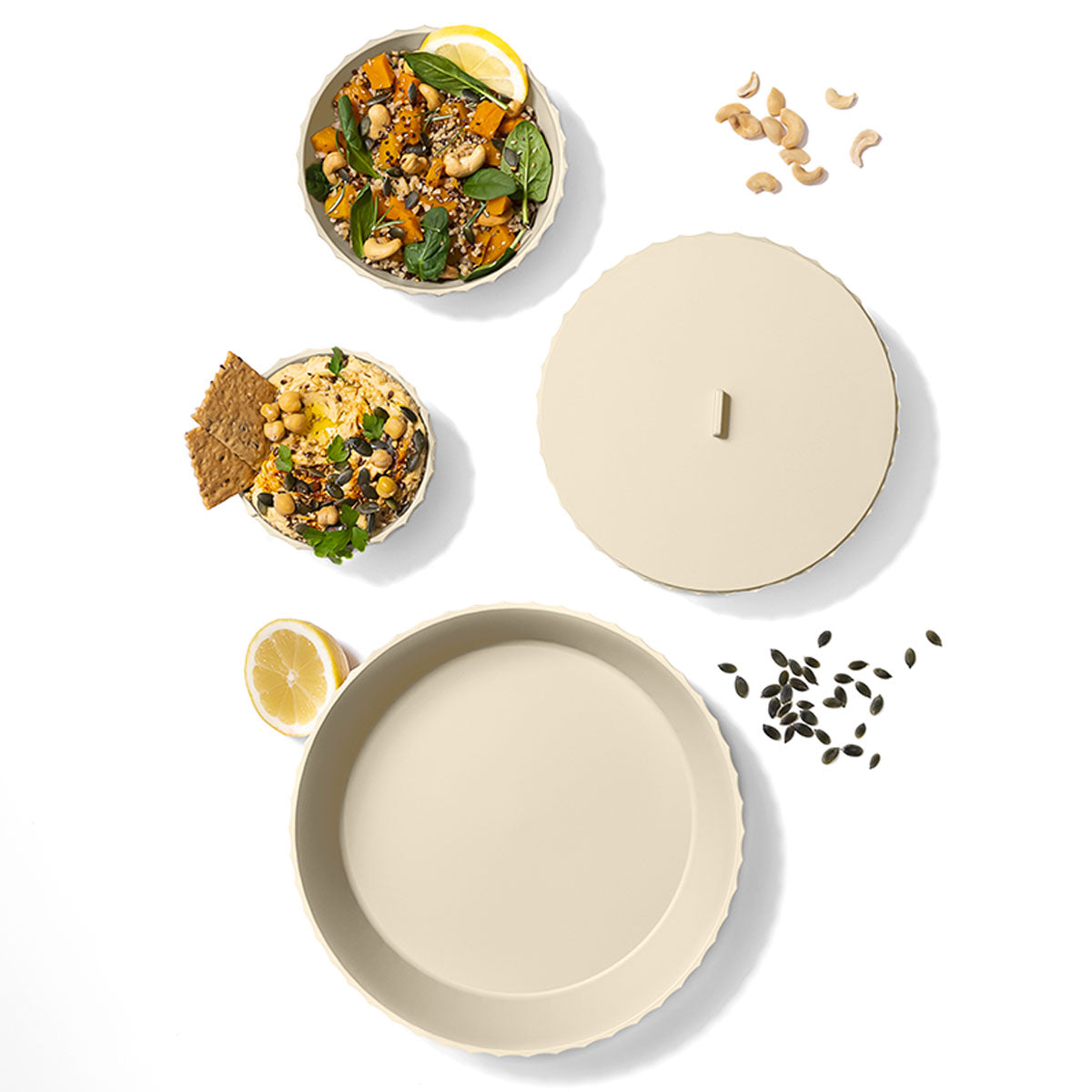 BLIM PLUS Coperchio per Ciotola Paestum L 25cm Brown Sugar Sabbia Made in Italy 100% Riciclabile