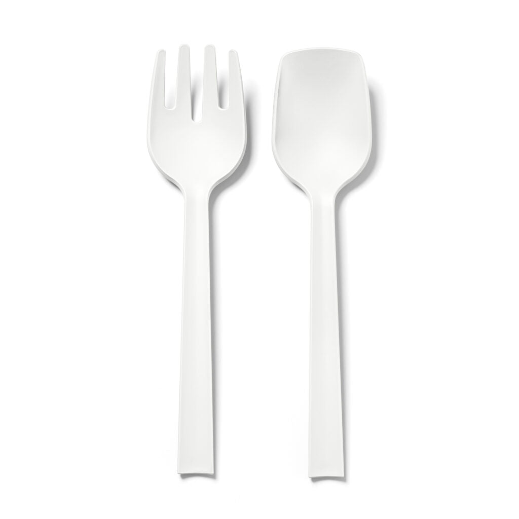 BLIM PLUS Posate per Insalata Paestum 29cm Arctic White Bianco Made in Italy 100% Riciclabile