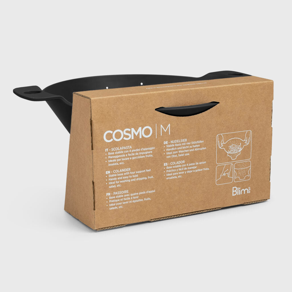 BLIM PLUS Scolapasta Cosmo Carbon Black Nero Made in Italy 100% Riciclabile