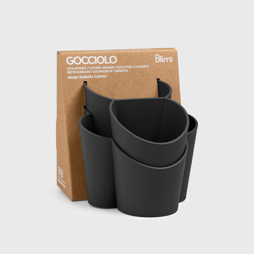 BLIM PLUS Scolaposate Gocciolo 14x11,5cm Carbon Black Nero Made in Italy 100% Riciclabile
