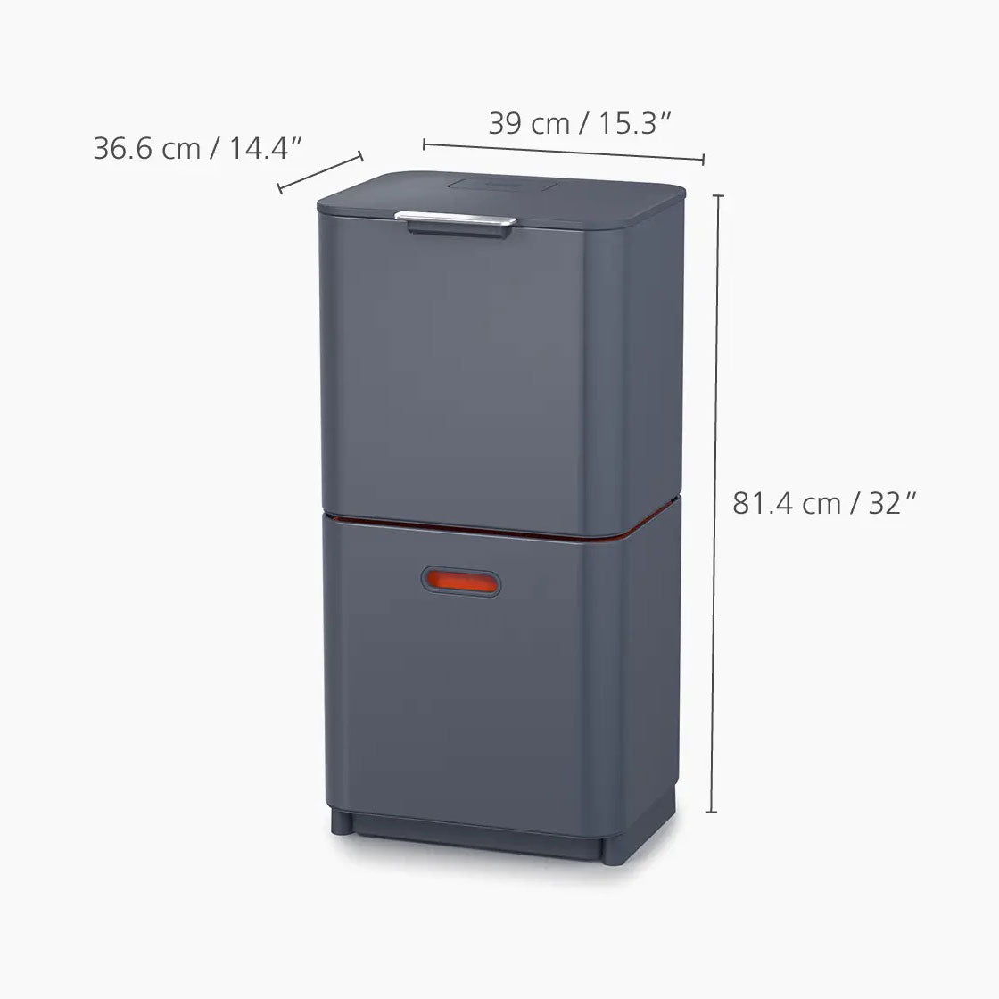 JOSEPH JOSEPH Totem Max Pattumiera Raccolta Differenziata 60L Grigio 82x39cm