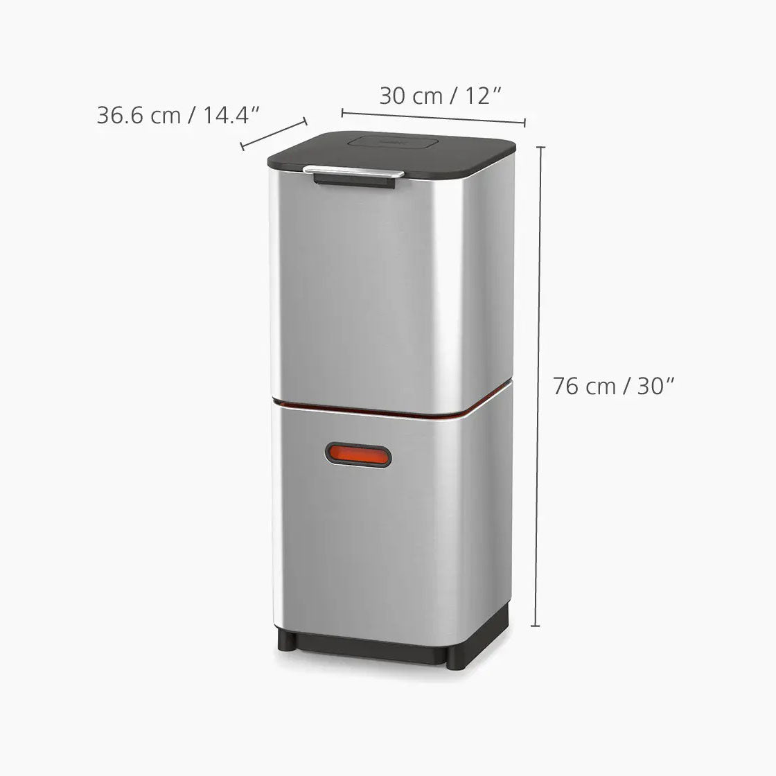 JOSEPH JOSEPH Totem Max Pattumiera Raccolta Differenziata 40L Acciaio Inox 76x30cm