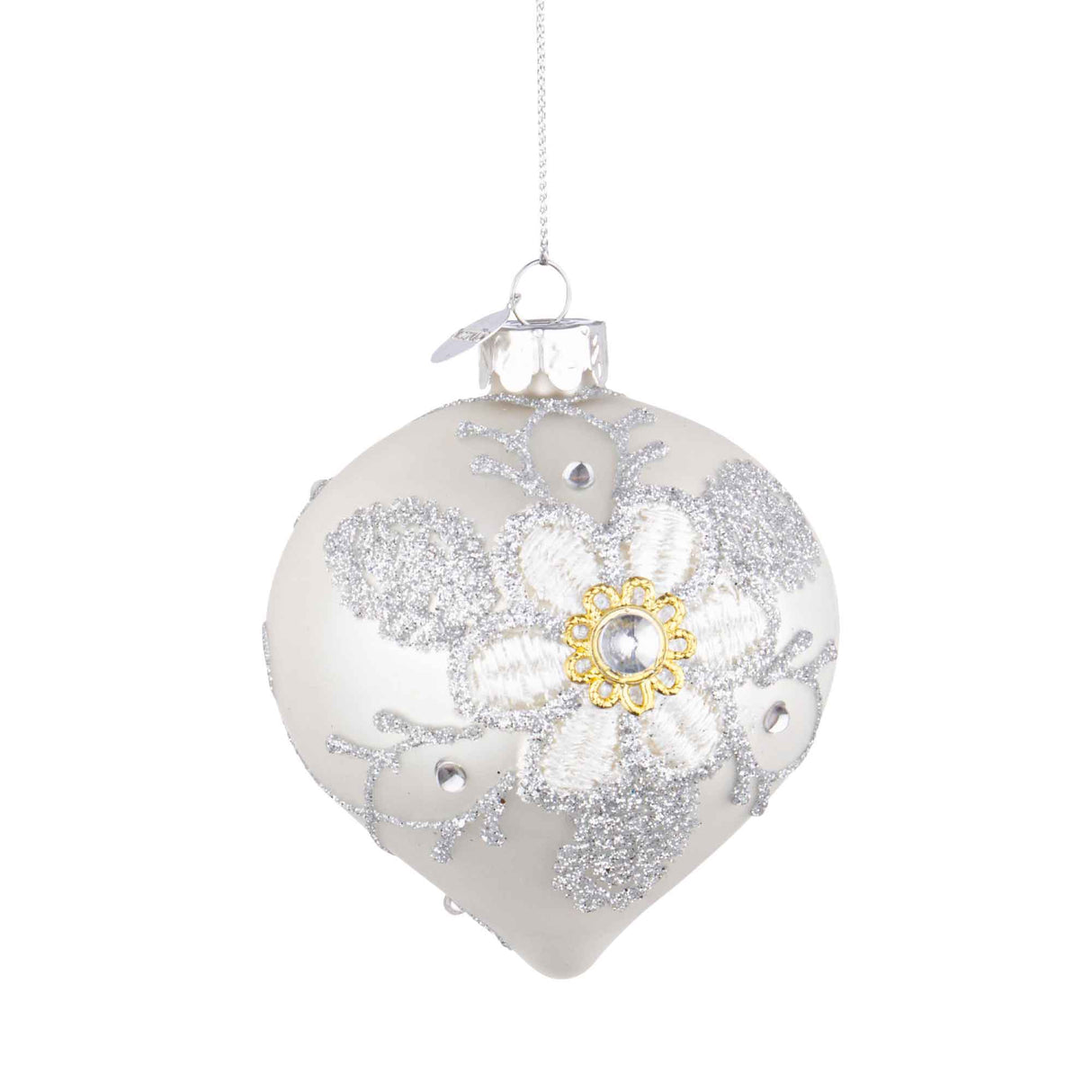 BIZZOTTO Addobbo Sfera Palla Pallina Albero di Natale Vetro 11cm Bianco Floret