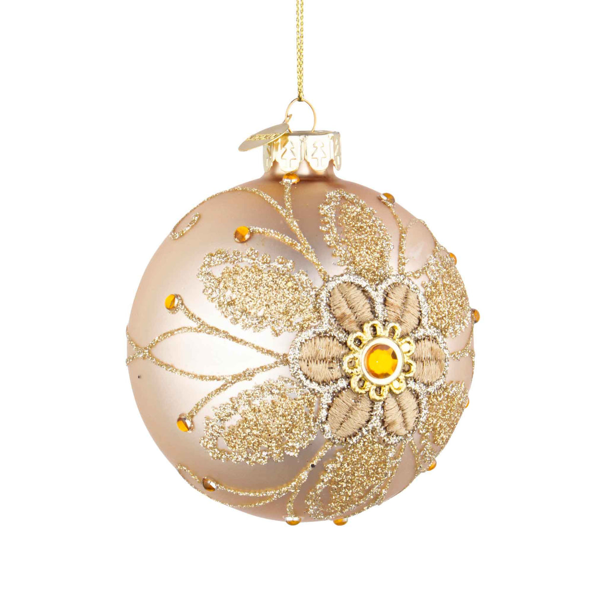BIZZOTTO Addobbo Sfera Palla Pallina Albero Natale Vetro 8cm Champagne Floret
