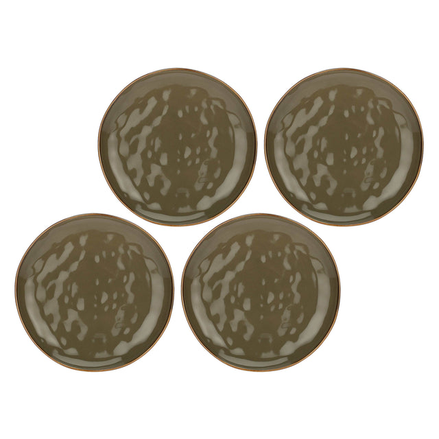 ROSE & TULIPANI Concerto Piatto Piano Grigio Tortora 27cm Set 4 Pezzi Stoneware