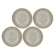 ROSE & TULIPANI Concerto Piatto Fondo Grigio Perla 21cm Set 4 Pezzi Stoneware