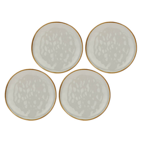 ROSE & TULIPANI Concerto Piatto Frutta Grigio Perla 20cm Set 4 Pezzi Stoneware