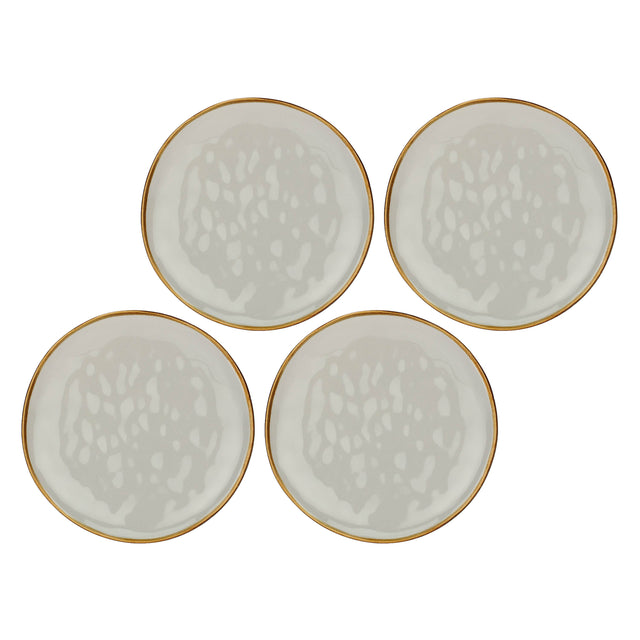 ROSE & TULIPANI Concerto Piatto Frutta Grigio Perla 20cm Set 4 Pezzi Stoneware