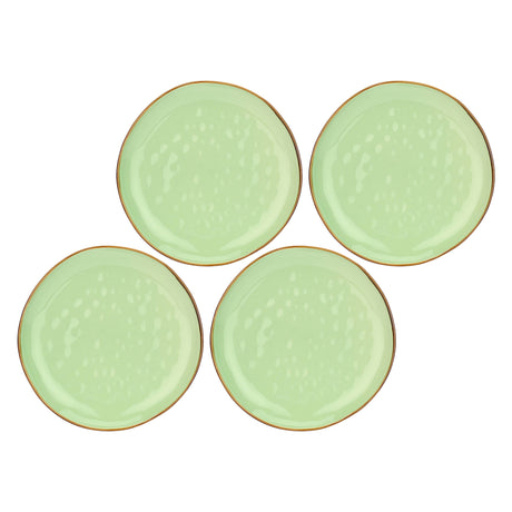 ROSE & TULIPANI Concerto Piatto Piano Te' Verde 27cm Set 4 Pezzi Stoneware