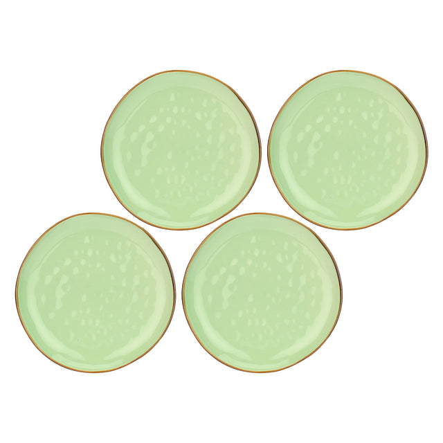 ROSE & TULIPANI Concerto Piatto Piano Te' Verde 27cm Set 4 Pezzi Stoneware