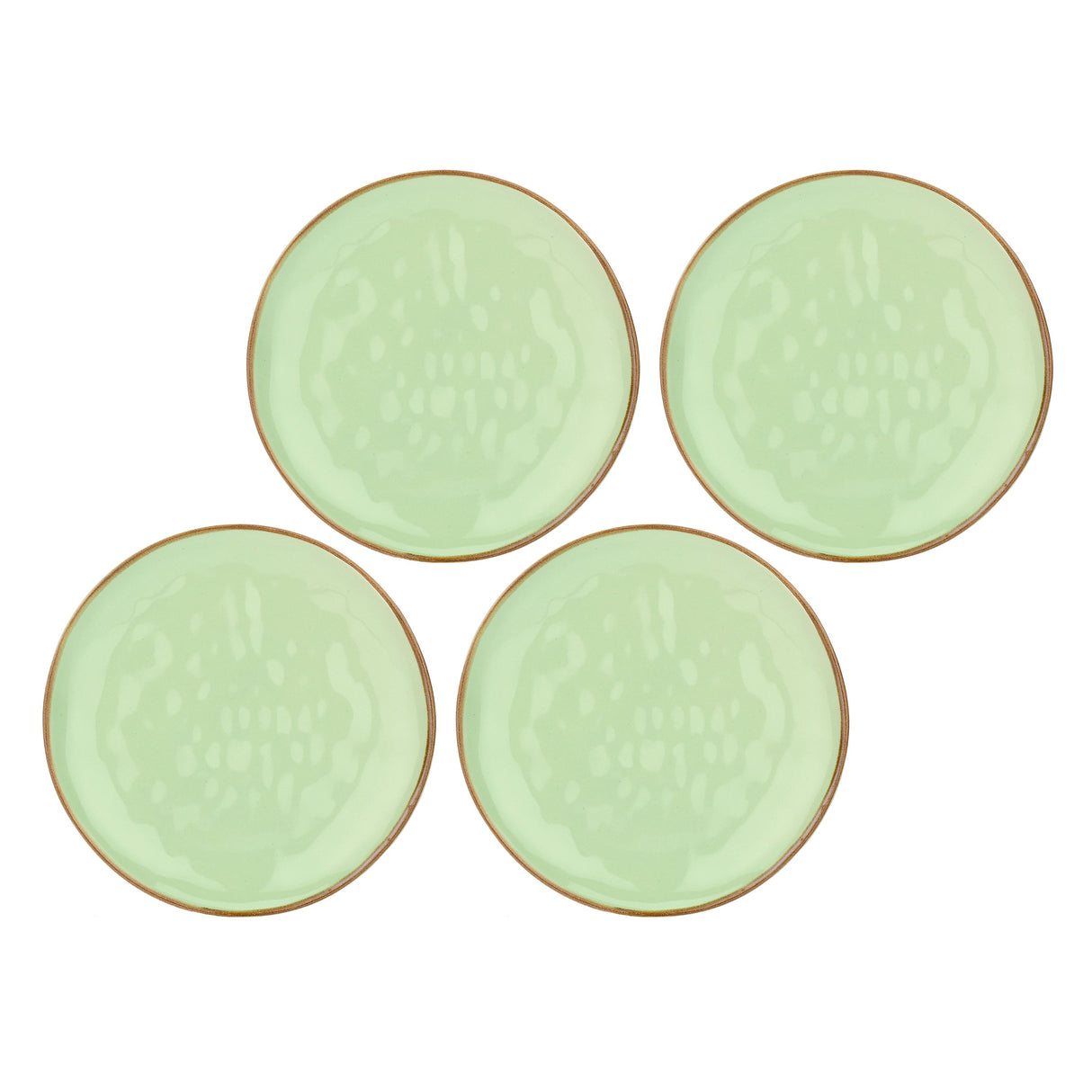 ROSE & TULIPANI Concerto Piatto Frutta Te' Verde 21cm Set 4 Pezzi Stoneware