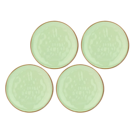 ROSE & TULIPANI Concerto Piatto Frutta Te' Verde 21cm Set 4 Pezzi Stoneware
