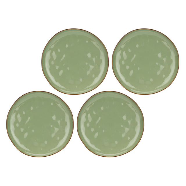 ROSE & TULIPANI Concerto Piatto Piano 27cm Verde Oliva Set 4 Pezzi Stoneware