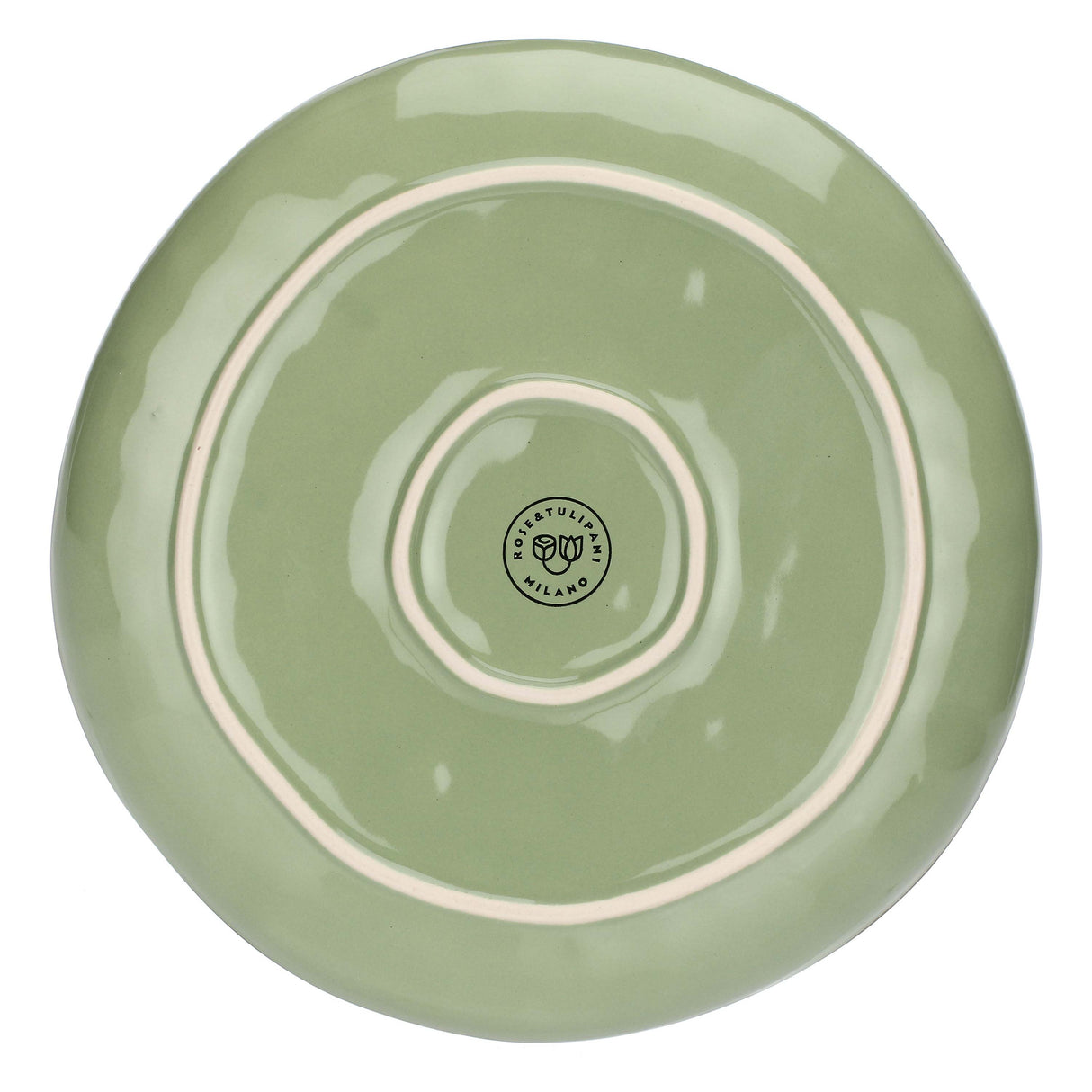ROSE & TULIPANI Concerto Piatto Piano 27cm Verde Oliva Set 4 Pezzi Stoneware
