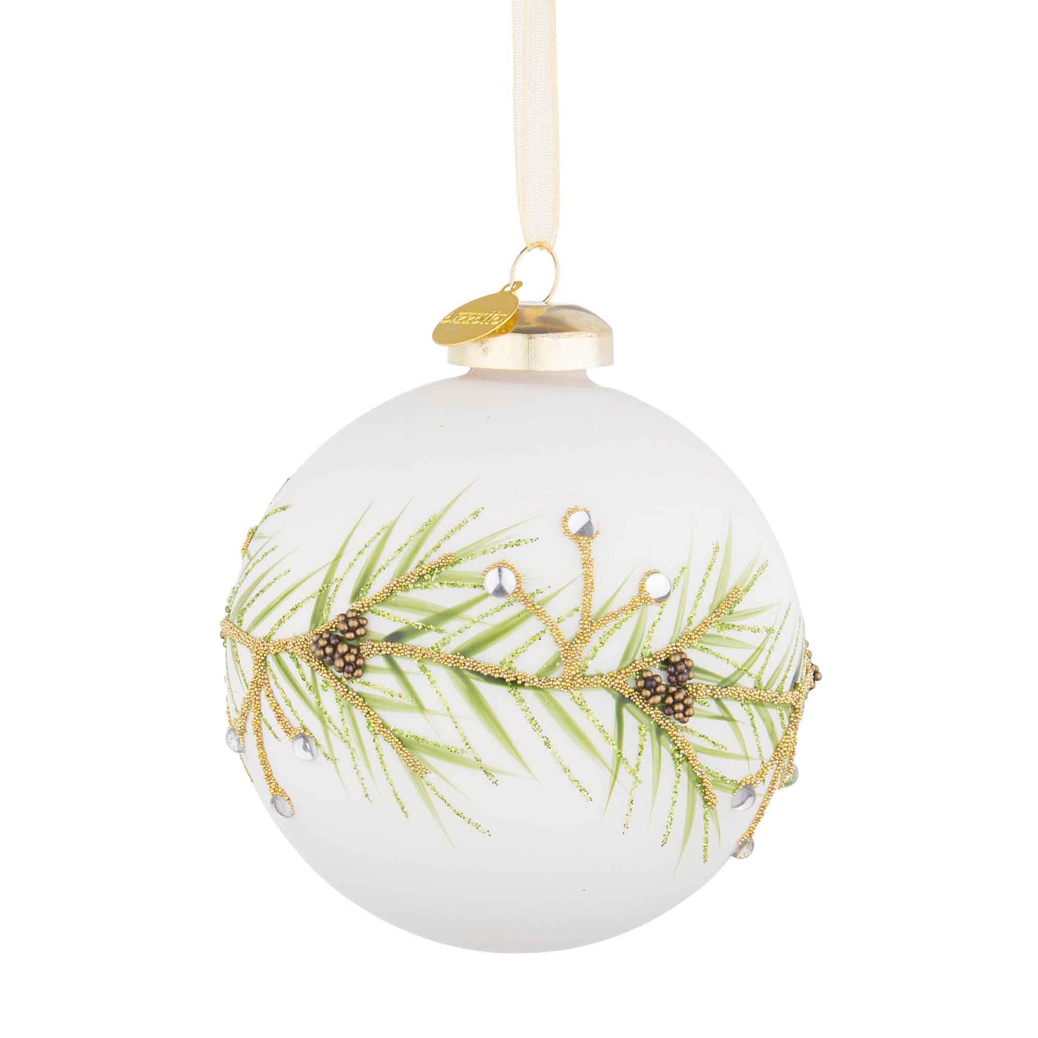 BIZZOTTO Addobbo Sfera Pallina Palla Albero di Natale Vetro Eve 8cm Bianco