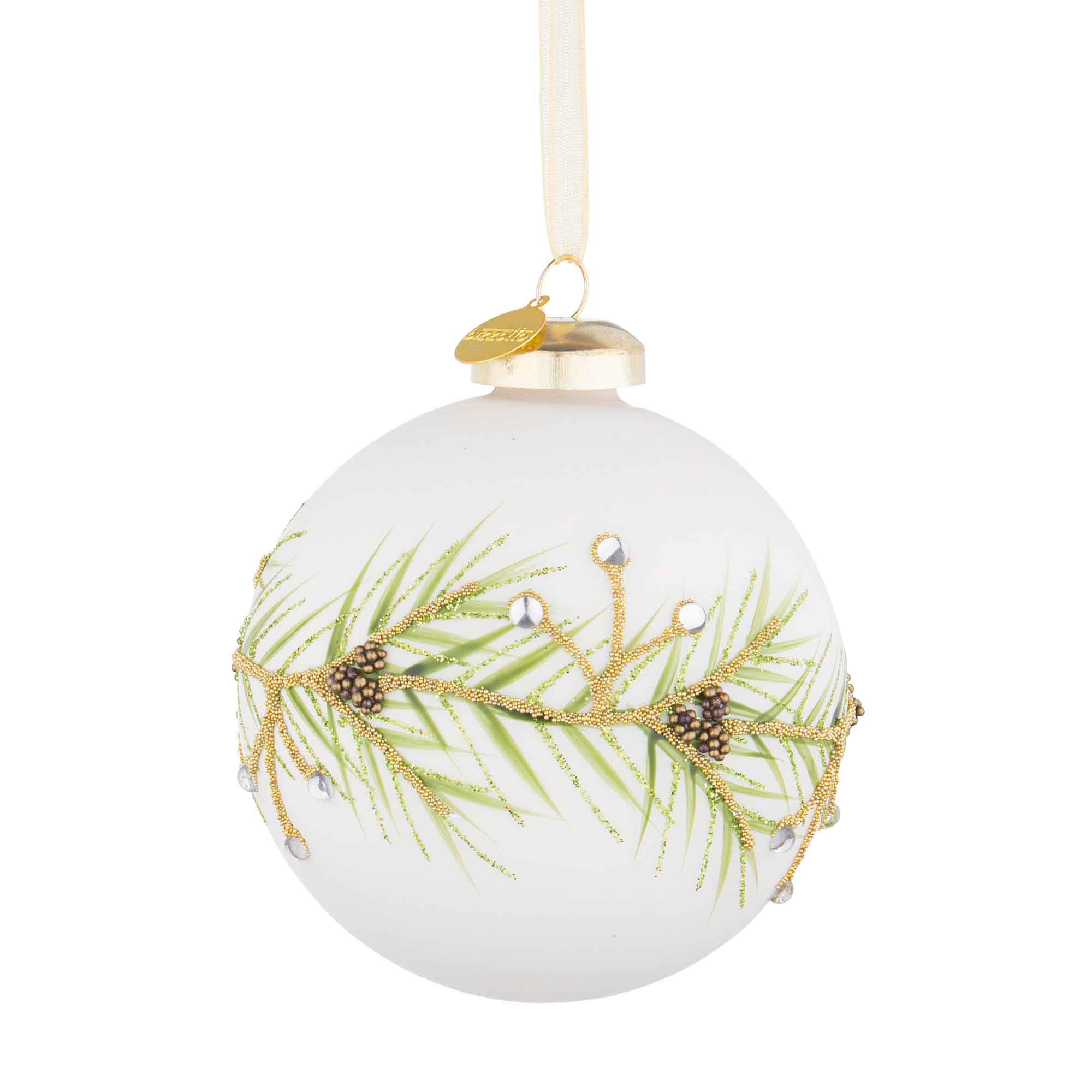 BIZZOTTO Addobbo Sfera Pallina Palla Albero di Natale Vetro Eve 8cm Bianco
