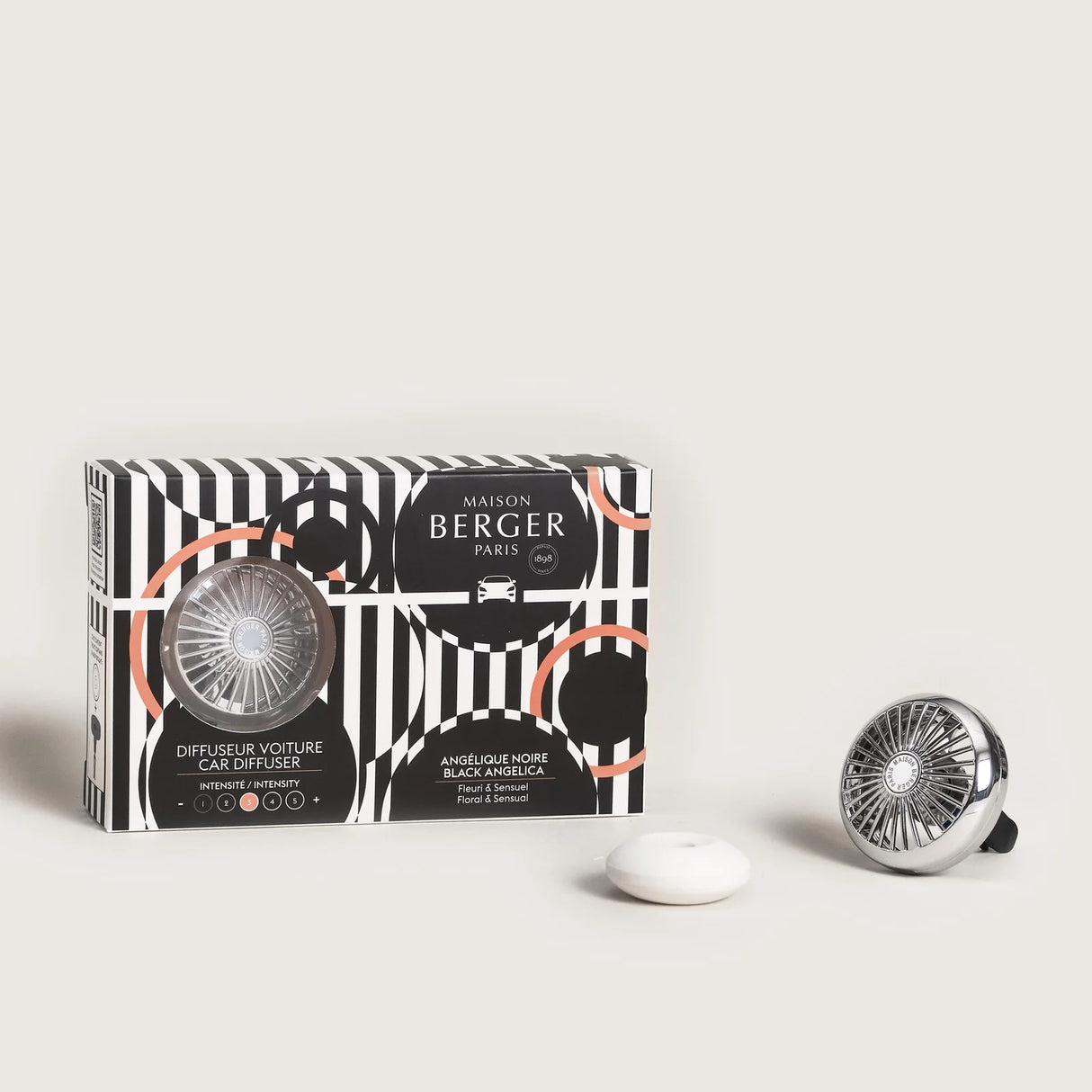 LAMPE BERGER ILLUSION Car Air Freshener Diffuser + Angélique Noire Refill