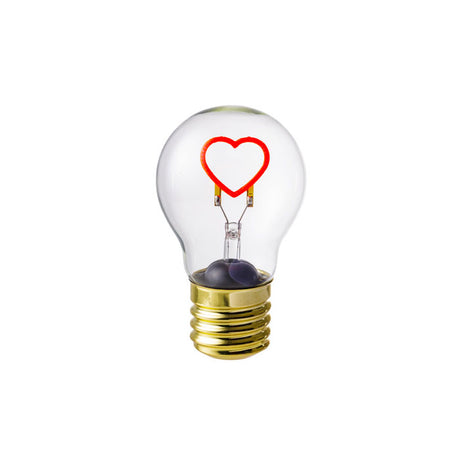 MONTEMAGGI Lampada da Tavolo LED a Batteria Lampadina Cuore Rosso 12cm con Cavo USB
