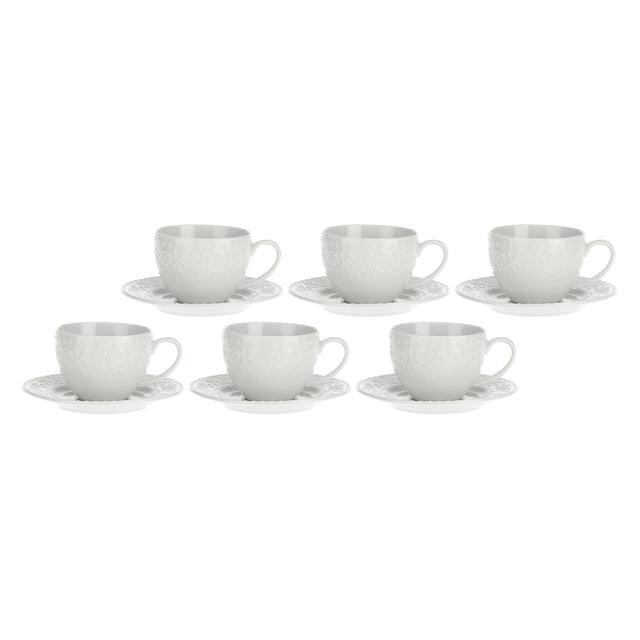 LA PORCELLANA BIANCA Sognante Tazza Te con Piattino Set 6 Pezzi 350ml Bianco Porcellana