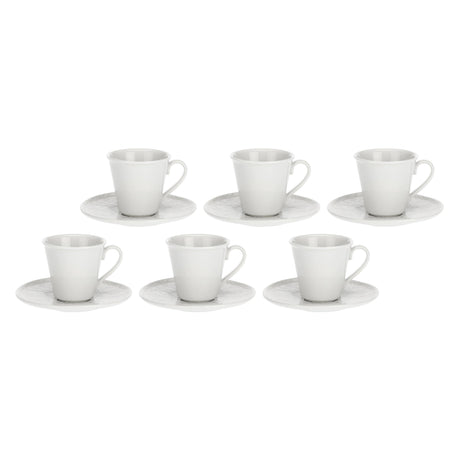 LA PORCELLANA BIANCA Bosco Set 6 Pezzi Tazza Caffè con Piattino 80ml Bianco