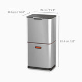 JOSEPH JOSEPH Totem Max Pattumiera Raccolta Differenziata 60L Acciaio 81x40cm