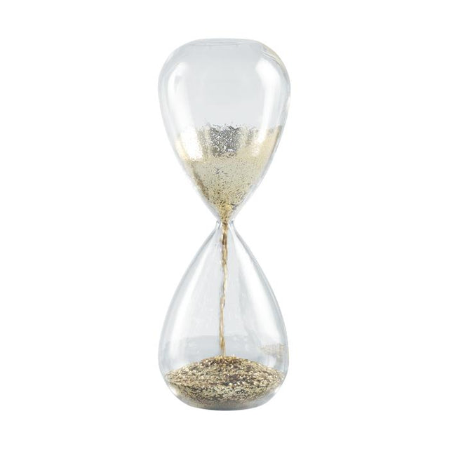 MASCAGNI CASA Clessidra in Vetro 26cm Sabbia Oro Glitter