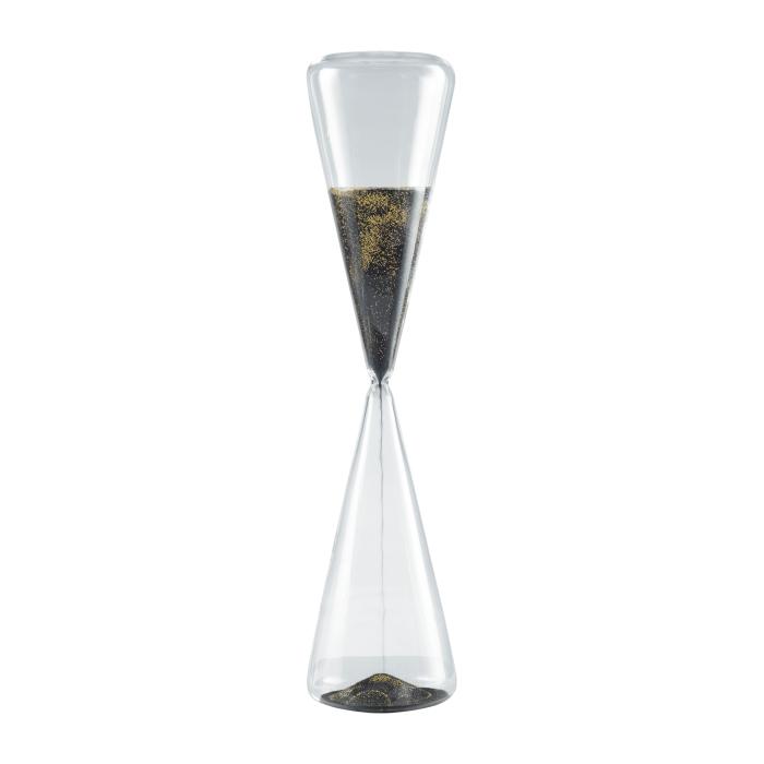 MASCAGNI CASA Clessidra in Vetro 40cm Sabbia Color Nero e Oro
