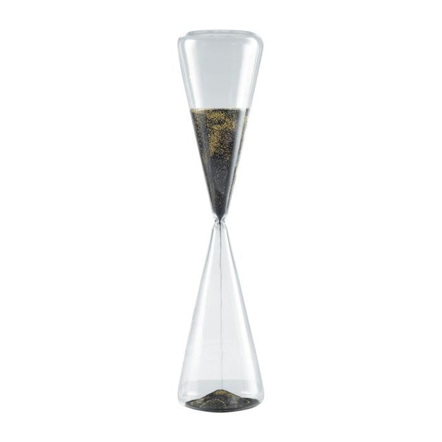 MASCAGNI CASA Clessidra in Vetro 40cm Sabbia Color Nero e Oro