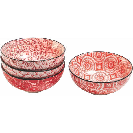 VILLA D'ESTE HOME TIVOLI Confusion Red Rosso Ciotola Set 4 Pezzi 14cm Porcellana