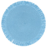 VILLA D'ESTE HOME TIVOLI Round Placemat with Fringes Shades of Ocean Set 4 Pieces 38cm