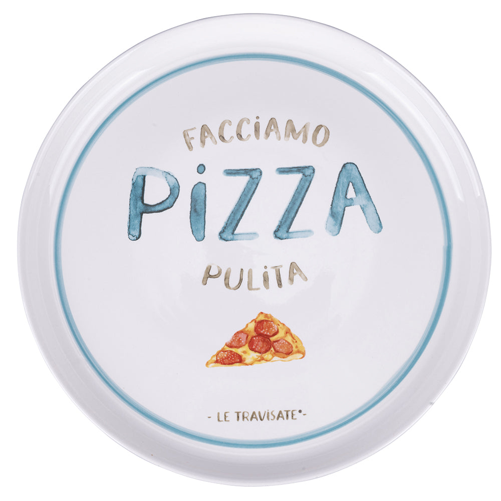VILLA D'ESTE HOME TIVOLI Le Travisate Pizza Plate Set 4 Pieces 33cm Porcelain