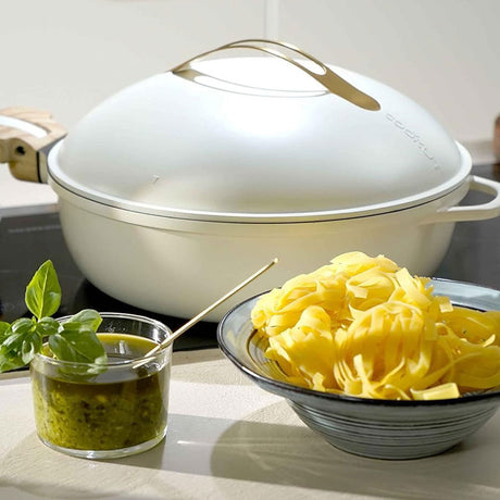 COOKUT La Favolosa Padella Casseruola Tegame 2 Manici 8 in 1 24cm Metallo Meringa