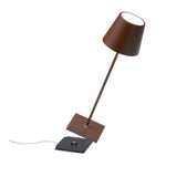 ZAFFERANO Poldina PRO Lampada da Tavolo 38cm LED Ricaricabile Senza Fili Corten Alluminio