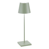 ZAFFERANO Poldina PRO Lampada da Tavolo 38cm LED Ricaricabile Senza Fili Salvia Alluminio