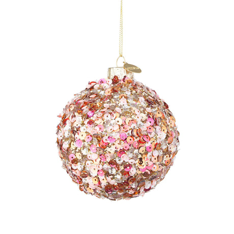BIZZOTTO Addobbo Sfera Pallina Palla Albero Natale Glow Vetro 8cm Rosa