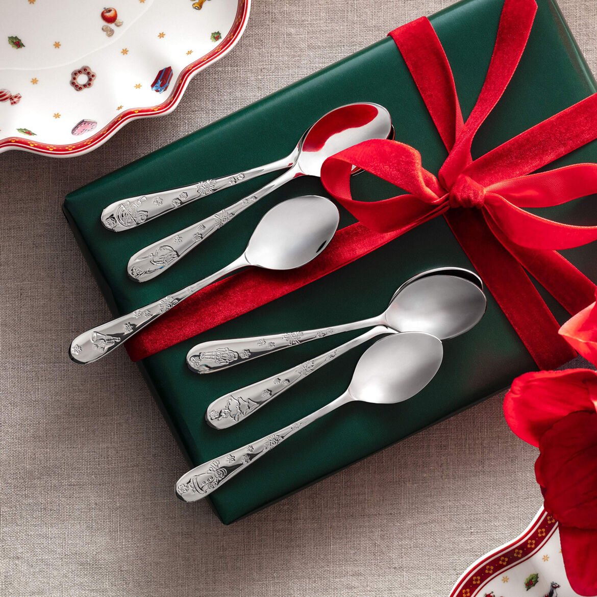 VILLEROY & BOCH Toy's Delight Cucchiaini da Caffè Dolce Set 6 Pezzi Acciaio Inox Tavola di Natale