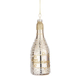 BIZZOTTO Addobbo Pendaglio Ornamento Bottiglia Champagne Oro 13,5cm Vetro