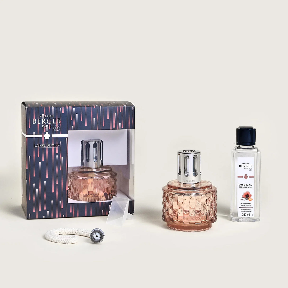 LAMPE BERGER Lampada Catalitica Cofanetto Variation Nude Rosa con Flacone 250ml Velours d'Orient