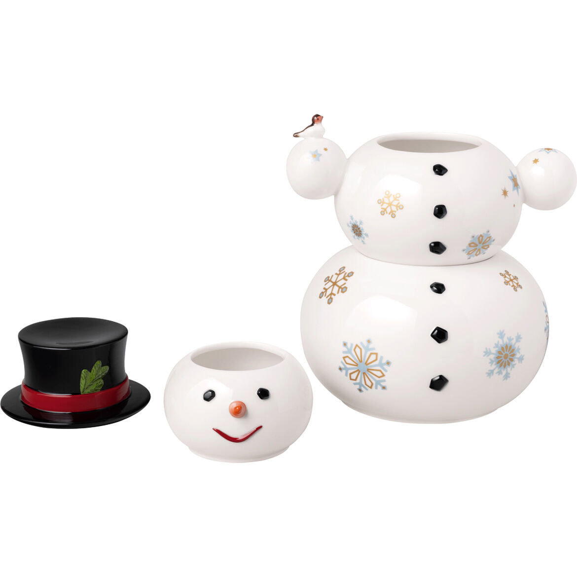VILLEROY & BOCH Toys Memory Barattolo Pupazzo di Neve 8x15cm Porcellana Decorazione Natalizia