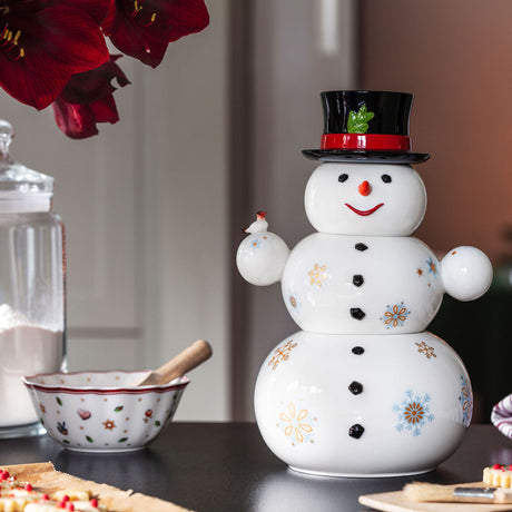 VILLEROY & BOCH Toys Memory Barattolo Pupazzo di Neve 8x15cm Porcellana Decorazione Natalizia