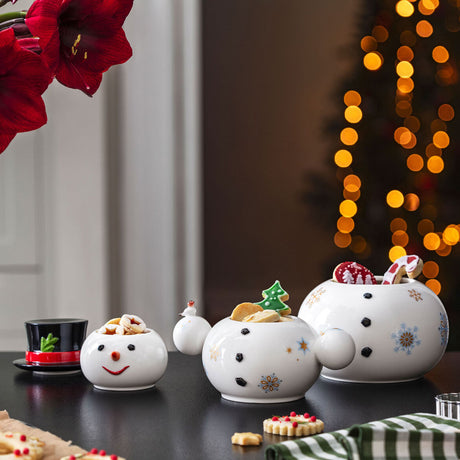 VILLEROY & BOCH Toys Memory Barattolo Pupazzo di Neve 8x15cm Porcellana Decorazione Natalizia