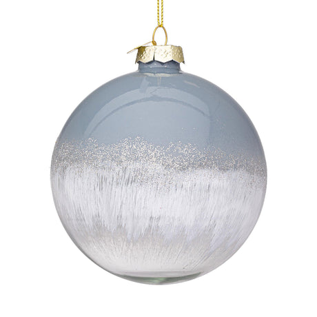 BIZZOTTO Pallina Sfera in Vetro per Albero di Natale 10cm Elegance Grigio Bianco