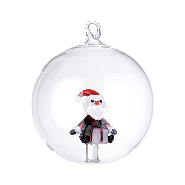 BIZZOTTO Pallina Sfera in Vetro per Albero di Natale Flare Interno Babbo Natale 8cm